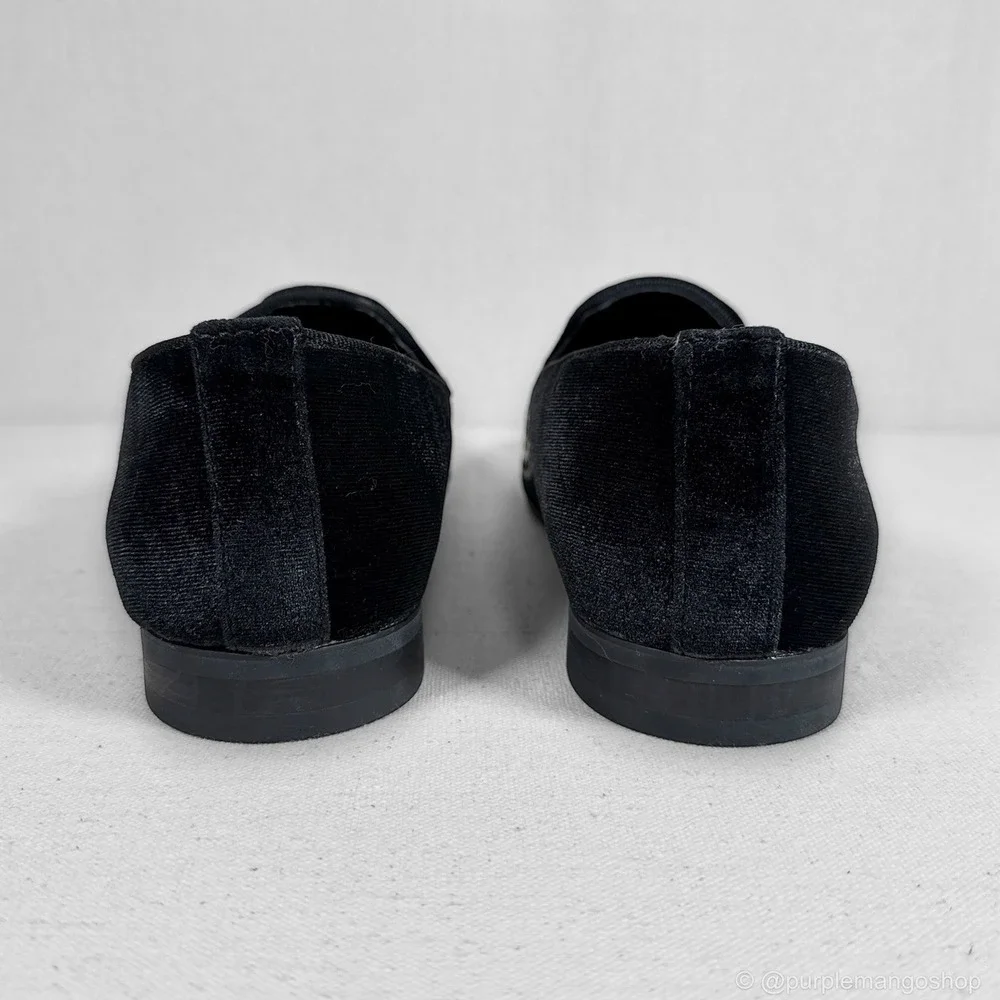 NEW‎ Tallia Raffaele Velvet Studded Smoking Slipper Loafers | Black | Men's 8